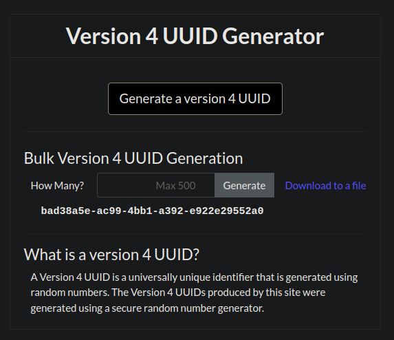 UUID generator