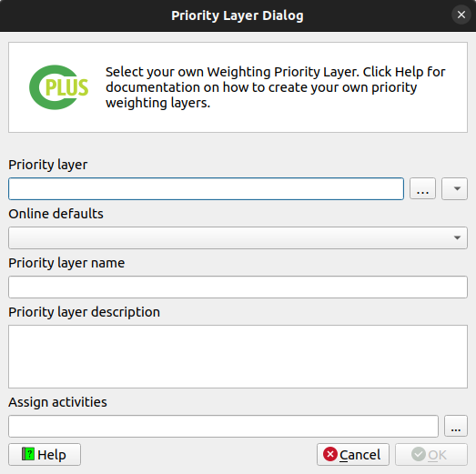 Priority layer editing/adding dialog