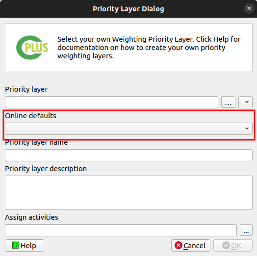 Priority layer editing/adding dialog