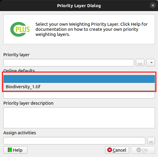 Priority layer editing/adding dialog