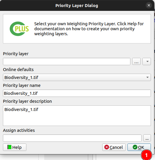 Priority layer editing/adding dialog