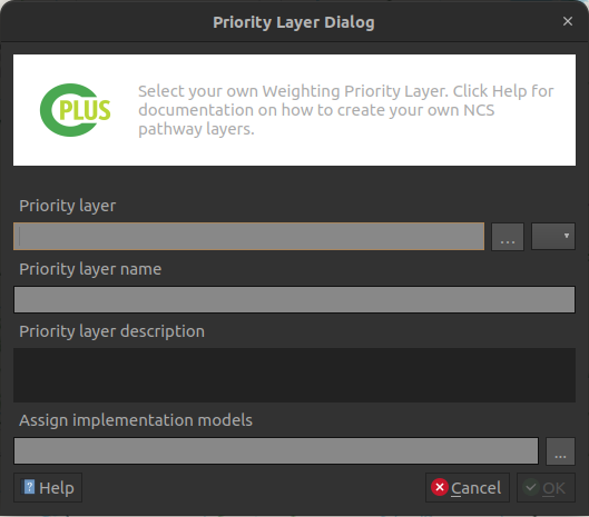 Priority layer editing/adding dialog