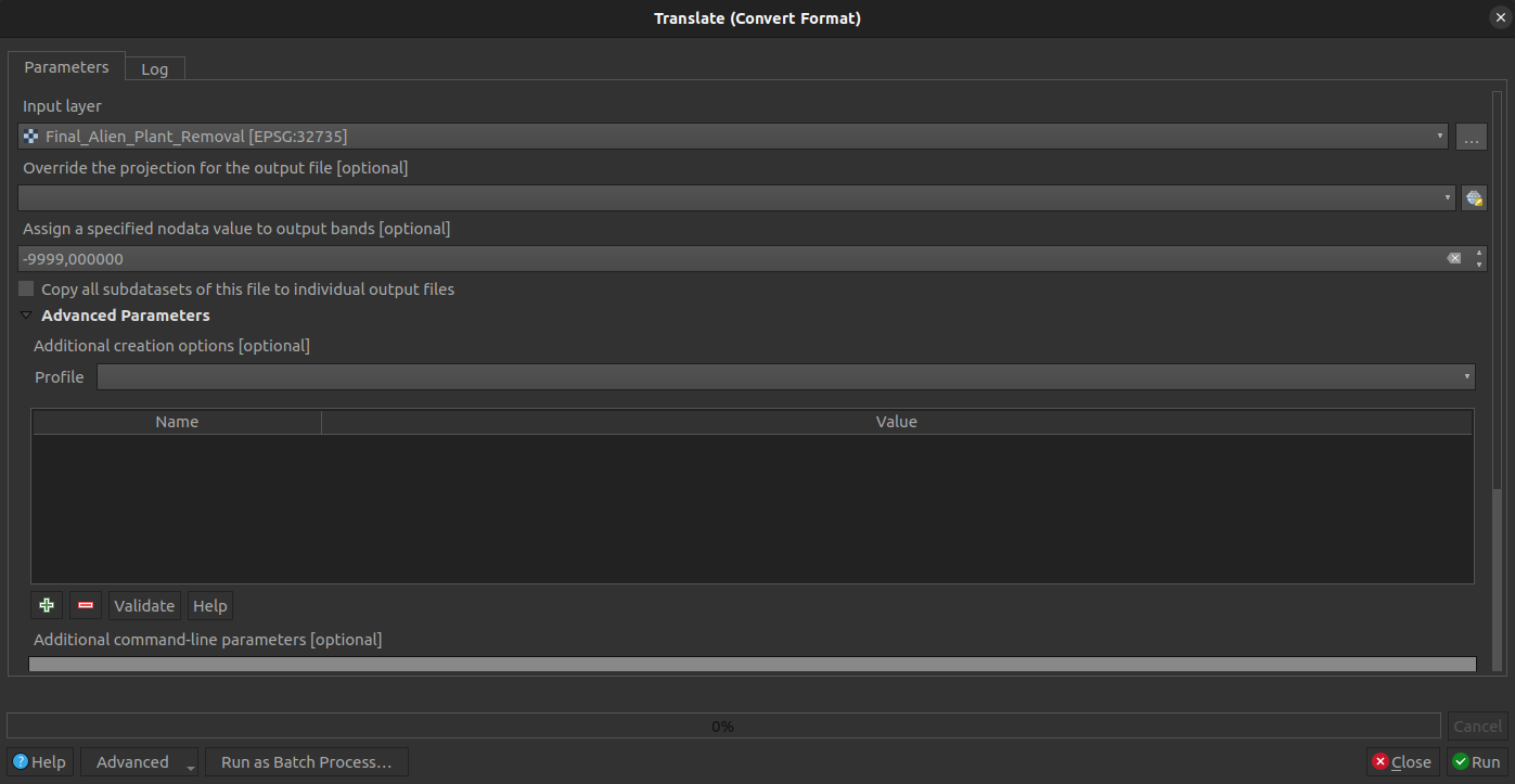 QGIS Translate tool