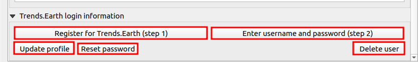 Trends.Earth setting options