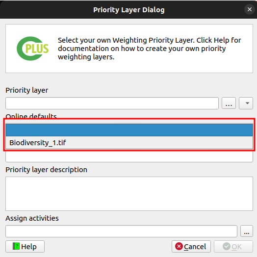 Priority Layer Dialog